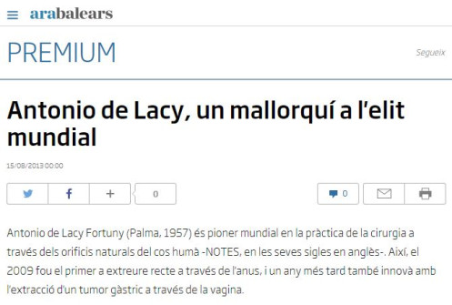 2013-08-15. ARA Balears. Antonio de Lacy, un mallorquí a l elit mundial