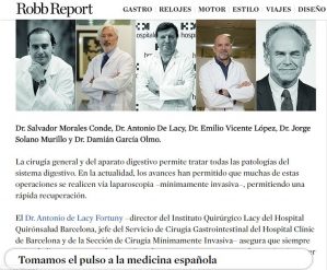 evista Robb Reportaje sobre los mejores cirujanos de España