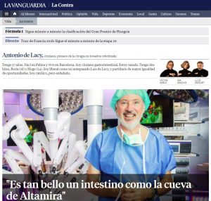 2014-11-22. La Contra de La Vanguardia. Antonio de Lacy, cirujano, pionero de la cirugía no invasiva robotizada