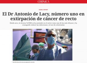 2018-07-24. Cronica Global. El Dr Antonio de Lacy, número uno en extirpación de cáncer de recto